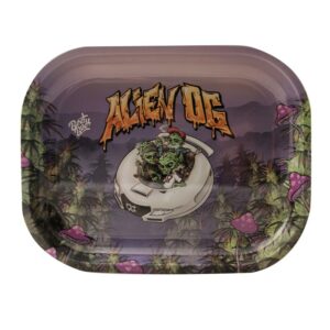 Best Buds Thin Box Rolling Tray with Storage Alien OG