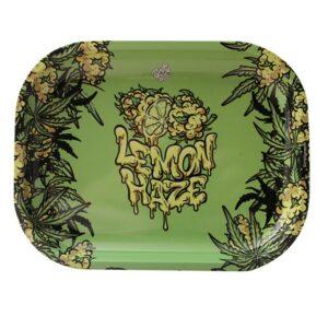 Best Buds Thin Box Rolling Tray with Storage Lemon Haze