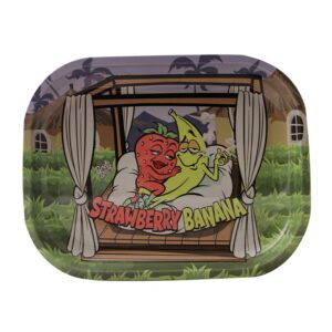 Best Buds Thin Box Rolling Tray with Storage Strawberry Banana