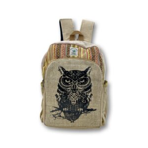 Handmade Hymalayan Hemp L Backpack - Owl
