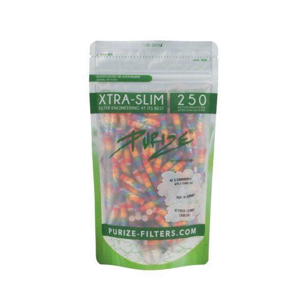 Purize Active Charcoal Filters 250Pcs Xtra Slim Rainbow